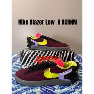 Nike x Acronym Blazer Low Night Maroon/Lemon Venom/Black Mens Size 10 DN2067-600